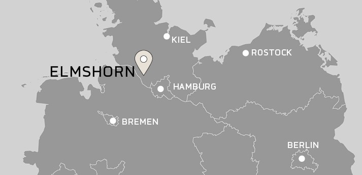Standortkarte Norddeutschland mit markiertem Kibek Servicegebiet in Elmshorn